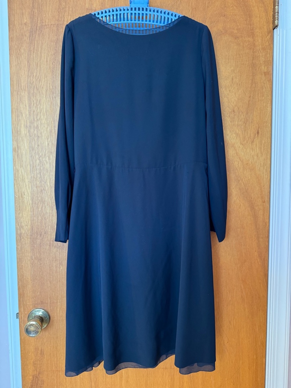 Reiss Navy Elegant Long Sleeve A-Line Dress